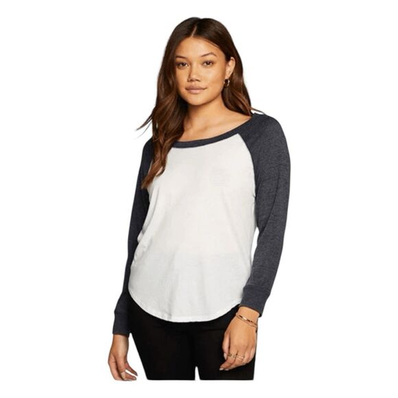 Chaser Tri-blend Raglan Jersey Baseball Tee Gray Cotton Knit Long Sleeve S - Picture 1 of 5